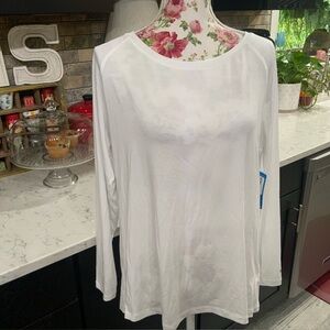 Columbia Women's Large Easy Does It Long Sleeve Tee White New UPF 30 Sun Protect